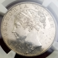 英領インド 1840年 ルピー 銀貨 リストライク ヴィクトリア女王 NGC PF61