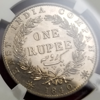 英領インド 1840年 ルピー 銀貨 リストライク ヴィクトリア女王 NGC PF61