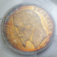 【SOLD】フランス 1868BB 1フラン 銀貨 ナポレオン3世 PCGS MS65