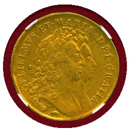 【SOLD】イギリス 1691年 5ギニー 金貨 ウィリアム&メアリー 象と城 NGC XF45