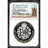 【SOLD】イギリス 2021年 £5 ピエフォー エリザベス2世生誕95周年 PF70UC FR