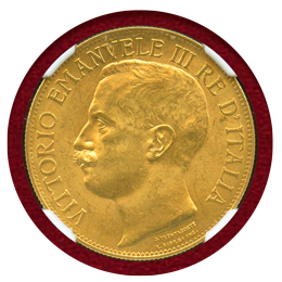 【SOLD】イタリア 1911R 50リレ 金貨 王国建国50周年記念 NGC MS63