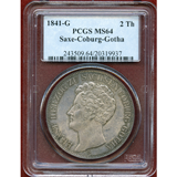 ドイツ ザクセンコーブルクゴータ 1841年 2ターラー銀貨 PCGS MS64