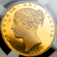【SOLD】イギリス 1839年 ソブリン 金貨 ヴィクトリア ヤングヘッド NGC PF63CAM