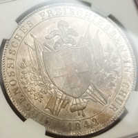 スイス 連邦射撃祭 1842年 4フランケン 銀貨  グラウビュンデン NGC MS64