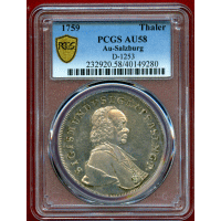 オーストリア ザルツブルク 1759年 ターラー 銀貨 ジグムント3世 PCGS AU58