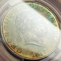 イギリス 1817年 1/2クラウン 銀貨 ジョージ3世 PCGS MS65