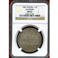 【SOLD】オーストリア ザルツブルク 1682年 1/2ターラー 銀貨 NGC MS62