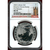 【SOLD】イギリス 2020年 2ポンド 銀貨 ブリタニア オリエンタルボーダー MS70 FR