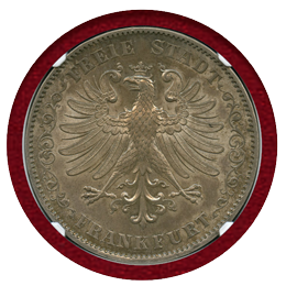 【SOLD】ドイツ フランクフルト 1843年 2ターラー 銀貨 鷲 NGC MS64+