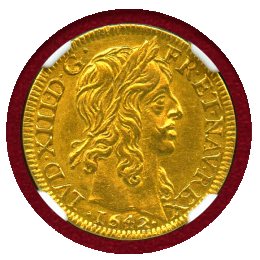 【SOLD】フランス 1642A ルイドール 金貨 ルイ13世 NGC MS61