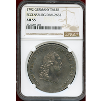 【SOLD】ドイツ レーゲンスブルク 1792年 ターラー 銀貨 都市景観 NGC AU55