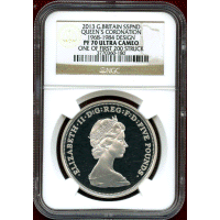 【SOLD】イギリス 2013年 5ポンド 銀貨 エリザベス2世戴冠60年記念 NGC PF70UC