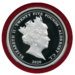 オルダニー 2020年 25ポンド(5oz) 銀貨 スリーグレイセス PCGS PR70DCAM