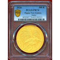 パプアニューギニア 2020年 500キナ 金貨 極楽鳥 PCGS PR70Matte