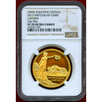 【SOLD】スイス 現代射撃祭 2013年 500フラン 金貨 ルツェルン NGC PF70UC
