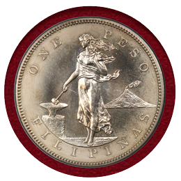 【SOLD】米領フィリピン 1903年 ペソ 銀貨 女性立像 PCGS PR Genuine UNC