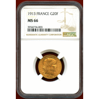 【SOLD】フランス 1913年 20フラン 金貨 マリアンヌ NGC MS66
