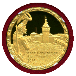 スイス 現代射撃祭 2014年 500フラン 金貨 シャフハウゼン NGC PF70UC