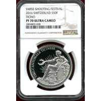 スイス 現代射撃祭 2016年 50フラン 銀貨 ティチーノ NGC PF70UC