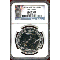 イギリス 2014年 2ポンド 銀貨 ブリタニア NGC MS69DPL