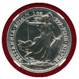 イギリス 2014年 2ポンド 銀貨 ブリタニア NGC MS69PL ER