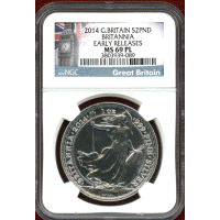 イギリス 2014年 2ポンド 銀貨 ブリタニア NGC MS69PL ER