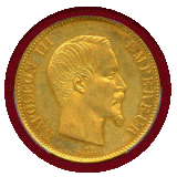 フランス 1858A 100フラン 金貨 ナポレオン3世 無冠 PCGS AU55