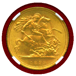 【SOLD】イギリス 1893年 1/2ソブリン 金貨 ヴィクトリア オールドヘッド MS65