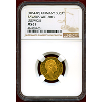 ドイツ バイエルン (1864-86) ダカット 金貨 ルートヴィヒ2世 NGC MS61
