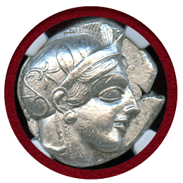 古代ギリシャ アッティカ アテネ 455-440BC 4ドラクマ 銀貨 フクロウ NGC AU