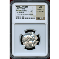 古代ギリシャ アッティカ アテネ 455-440BC 4ドラクマ 銀貨 フクロウ NGC AU