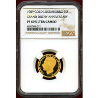 【SOLD】ルクセンブルク 1989年 20フラン 金貨 大公国150周年 NGC PF69UC