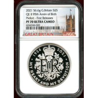 イギリス 2021年 £5 ピエフォー エリザベス2世生誕95周年 PF70UC FR