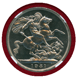 【SOLD】イギリス 1951年 クラウン 白銅貨 ジョージ6世 英国フェスティバル PL65