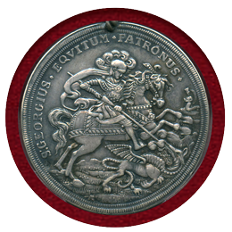 【SOLD】ハンガリー ND 銀メダルセント・ジョージ竜退治とキリスト一行 PCGS AUD