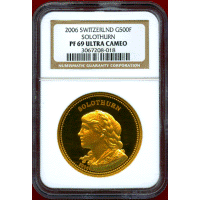 【SOLD】スイス 現代射撃祭 2006年 500フラン 金貨 ゾロートゥルン NGC PF69UC