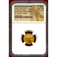 【SOLD】マケドニア王国 (紀元前359-336) ピリッポス2世 ステーター 金貨 Ch AU