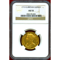 【SOLD】イギリス 1713 ギニー 金貨 アン女王 NGC AU55