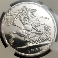 【SOLD】イギリス 1951年 クラウン 白銅貨 ジョージ6世 英国フェスティバル PL65