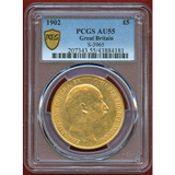 【SOLD】イギリス 1902年 5ポンド 金貨 エドワード7世 PCGS AU55