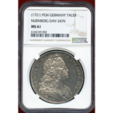 ドイツ ニュルンベルク 1721PGN ターラー 銀貨 都市景観 NGC MS61