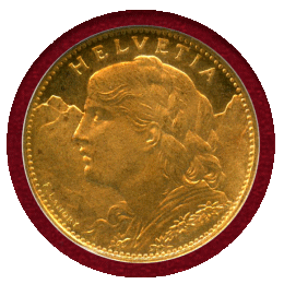 スイス 1922B 10フラン 金貨 アルプスと少女 NGC MS66