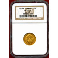 ドイツ プロイセン 1873A 10マルク 金貨 ヴィルヘルム1世 NGC MS67
