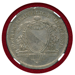 スイス チューリッヒ 1790年 ターラー 銀貨 都市景観 NGC AU58