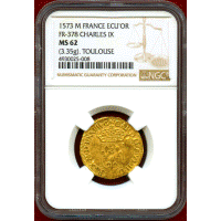 【SOLD】フランス 1573M エキュドール 金貨 シャルル9世 NGC MS62