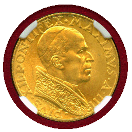 バチカン市国 1941/Ⅲ 100リレ 金貨 ピウス12世 NGC MS66