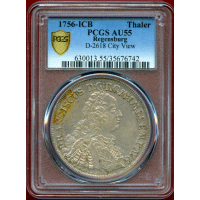ドイツ レーゲンスブルク 1756ICB ターラー 銀貨 都市景観 PCGS AU55