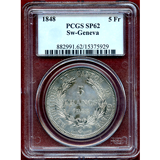 【SOLD】スイス ジュネーヴ 1848年 5フラン 銀貨  PCGS SP62