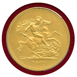 イギリス 1902年 5ポンド 金貨 エドワード7世 PCGS PR62Matte